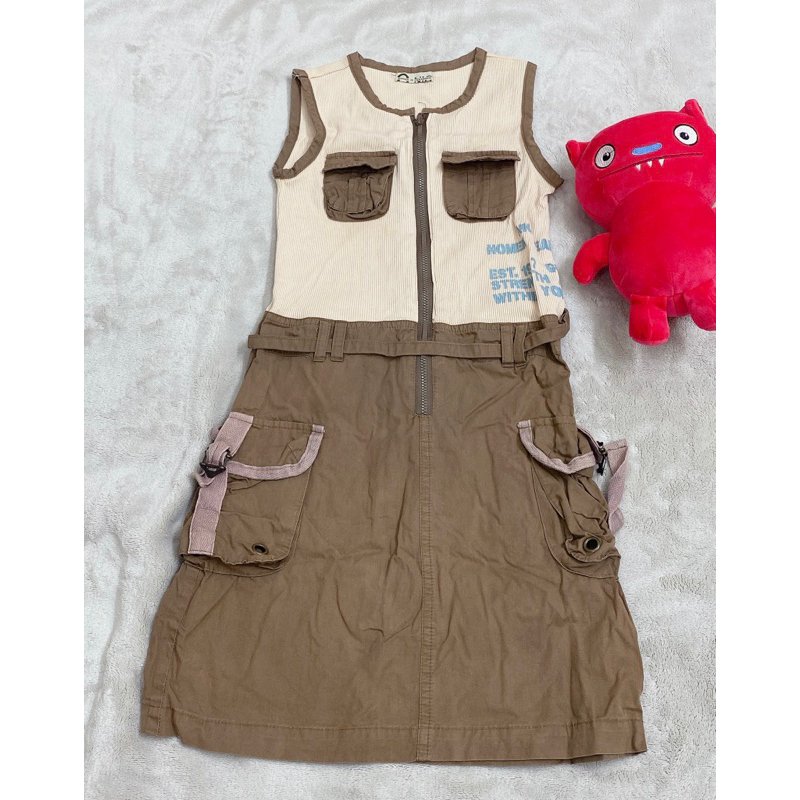 Đầm 2hand bé gái kaki phối thun