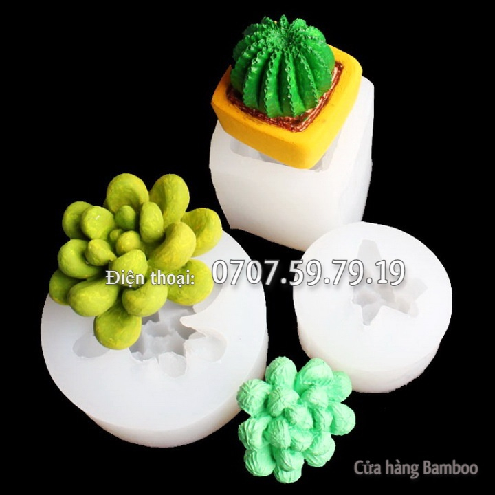 Bộ khuôn silicon hồ cá thuỷ sinh sen đá, xương rồng, cá chép - Khuôn silicon làm bánh, rau câu - Mã số 1071