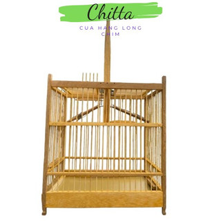 Lồng bẫy chim khuyên gỗ vàng Huế chất liệu gỗ vàng hai cửa bẫy vừa nuôi tiện lợi chim khuyên