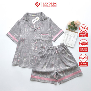 Đồ Bộ Nữ SANDBOX Pijama Chất Lụa Satin Nhật Cao Cấp Bộ Mặc Nhà Áo Cộc Tay Quần Đùi Họa Tiết BLD23004