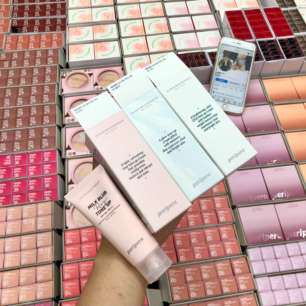Kem Dưỡng Nâng Tone Da PERIPERA Milk Blur Tone Up Cream 60ml