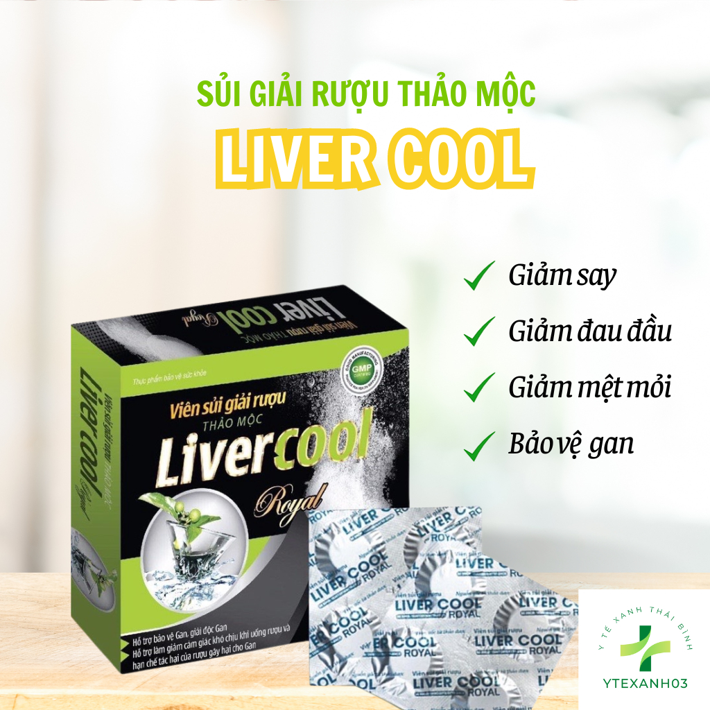 Viên sủi giải rượu thảo dược Liver cool chống say nhanh chóng hết đau đầu buồn nôn chóng mặt tác dụng nhanh