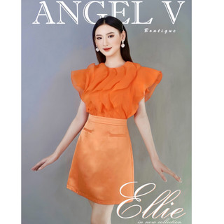 Rona set - áo bèo cam chân váy a tiểu thư - angel v