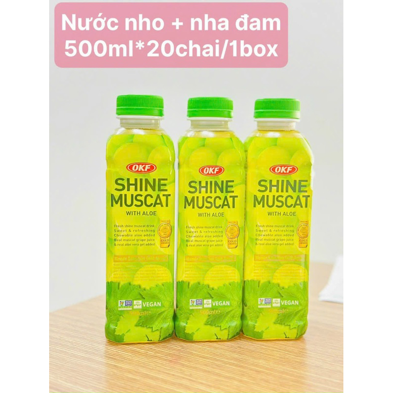 Nước ép trái cây thạch nha đam vị nho, dưa lưới, dưa hấu Hàn Quốc 500ml
