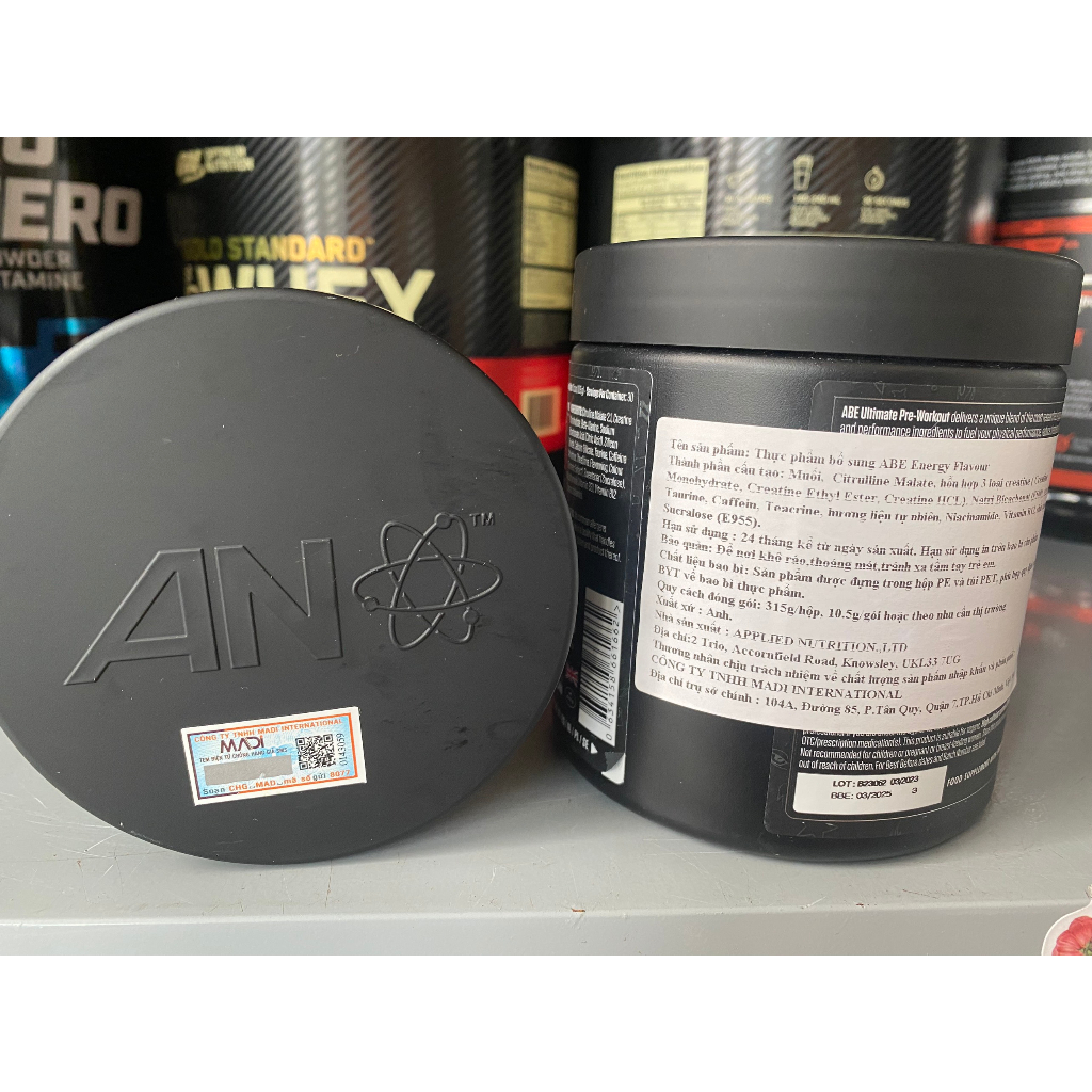 Bột tăng sức mạnh pre workout ABE 30 lần dùng tập trung tỉnh táo tăng cường sức mạnh từ APPLIED NUTRITION
