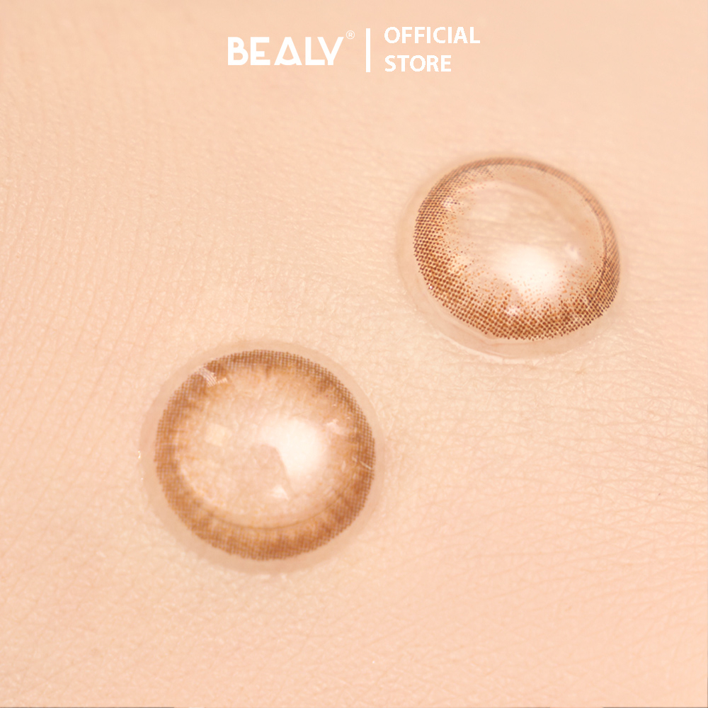 Kính áp tròng BEALY lens cận 8 tháng Hàn Quốc đường kính 14.3 màu nâu tây tự nhiên siêu cuốn hút từ 0-6 độ Pure brown