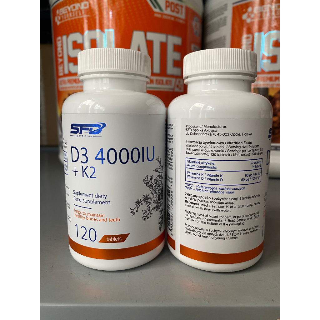 Viên uống vitamin D3 và K2 Sfd Nutrition D3 4000IU + K2 120 viên