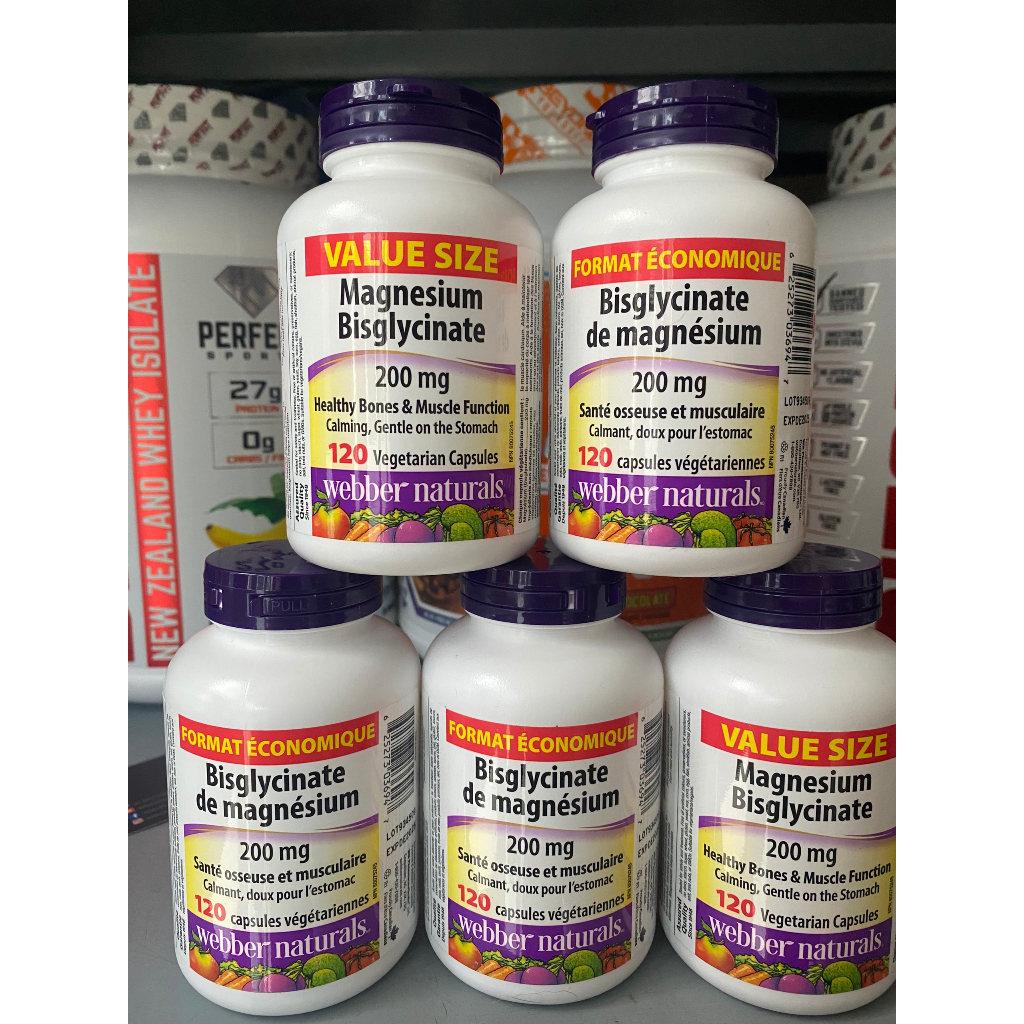 Viên uống magie Webber Naturals MAGNESIUM BISGLYCINATE 200MG X 120 viên