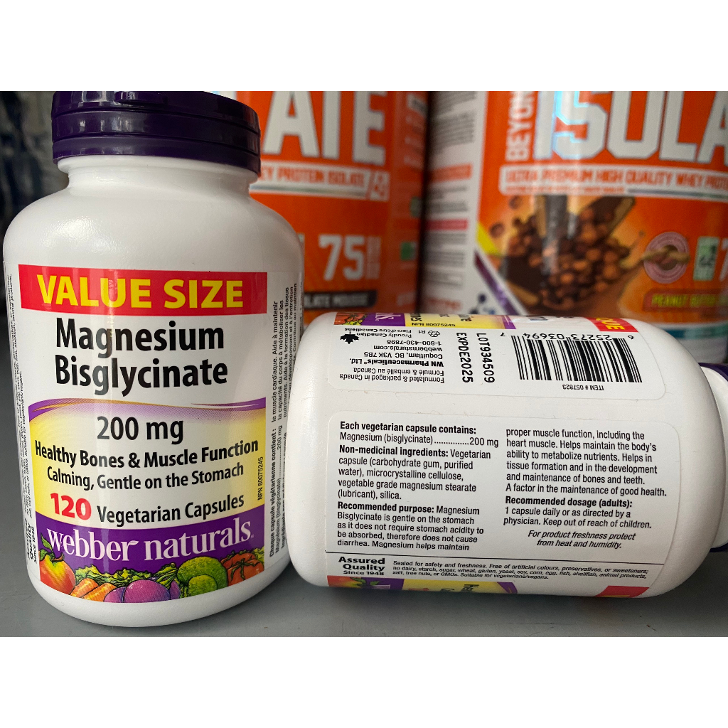 Viên uống magie Webber Naturals MAGNESIUM BISGLYCINATE 200MG X 120 viên