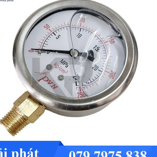 Đồng hồ áp suất dầu chân đứng pvn ren 13mm, 17mm