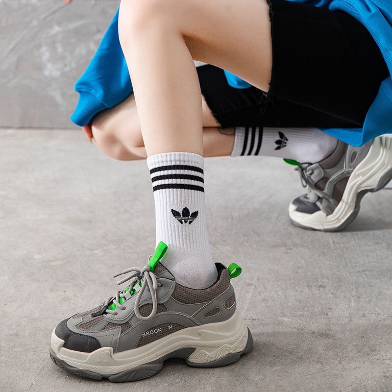 TẤT THỂ THAO 3 LÁ MÀU  CỔ CAO DET KIM COTTON