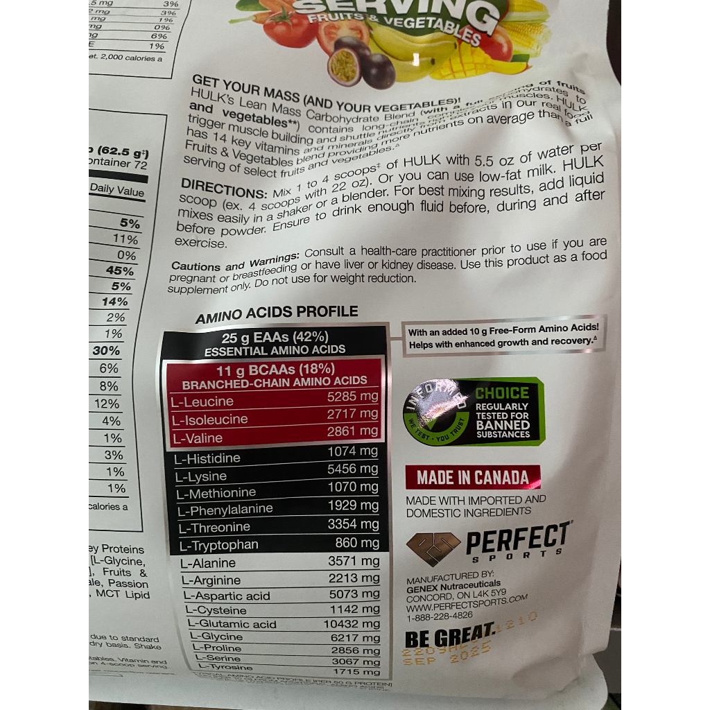 Bột tăng cân Perfect Sports HULK CLEAN MASS GAINER 10LBS