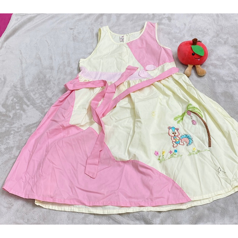 Đầm Hồng phối vàng bé gái