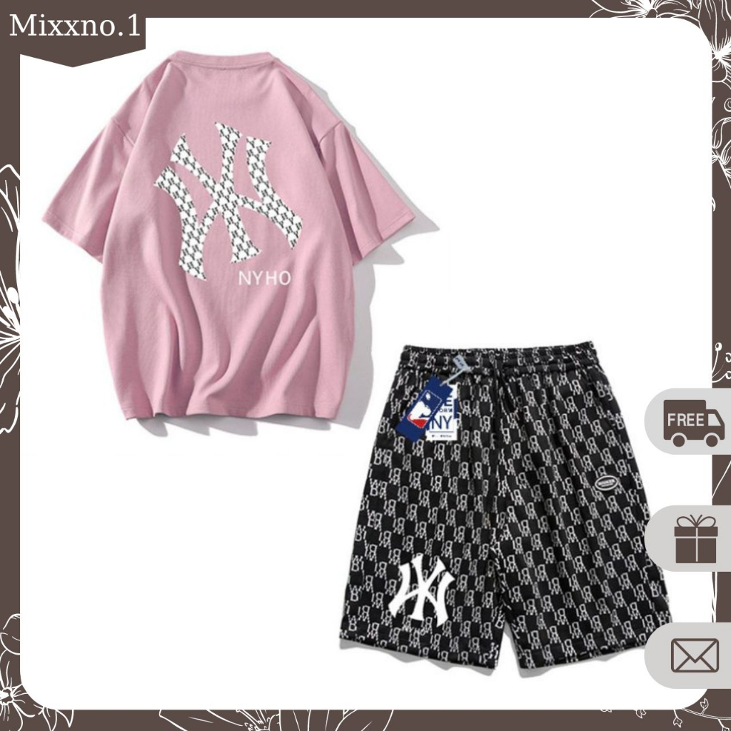 Bộ Đồ Nam Mùa Hè Áo Thun Tay Quần Short Caro In N_Y Phong Cách Thể Thao Thời Trang Mixxno.1 TOP NAM 266 + SHORT NAM 052