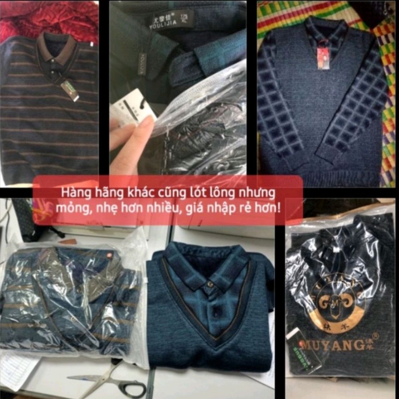 Sẵn Áo Len Nam Trung Niên Lót Nỉ Cho Bố Cho Ông.