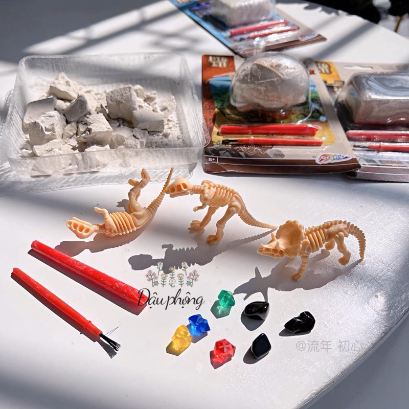 Đồ chơi khảo cổ khai quật tìm kho báu, khủng long, nàng tiên cá từ các viên đá hóa thạch