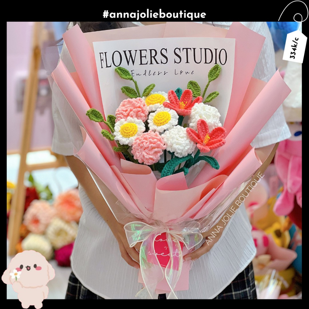 Cành hoa len hoa cẩm chướng len