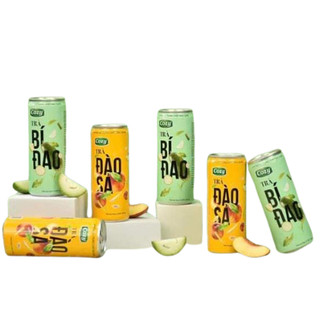 Lon trà uống liền cozy 320ml - trà đào sả/ bí đao