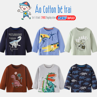Áo thun dài tay thu đông cho bé EROKIDS họa tiết khủng long chất cotton mềm mại mẫu mới 2023