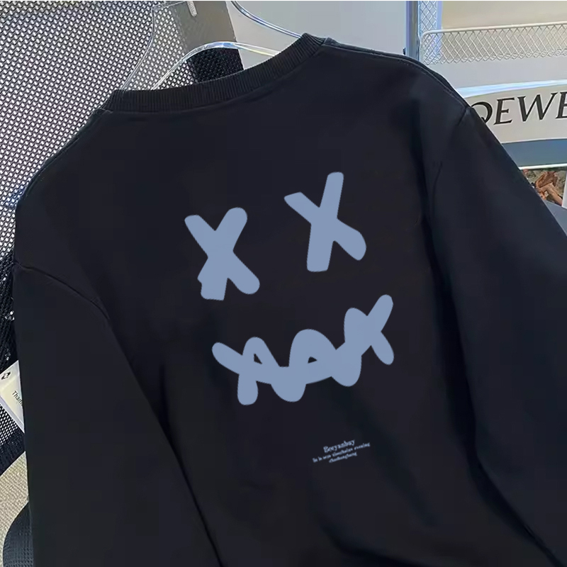 FOCUS fashion retro Trắng dài tay áo nỉ cổ tròn local brand bigsize levents unisex 100%cotton