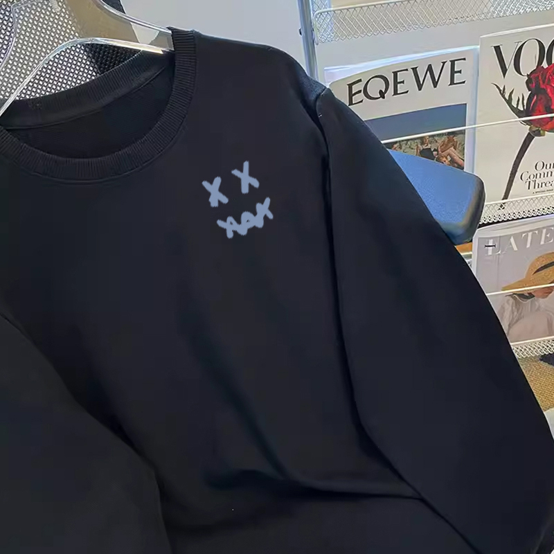 FOCUS fashion retro Trắng dài tay áo nỉ cổ tròn local brand bigsize levents unisex 100%cotton