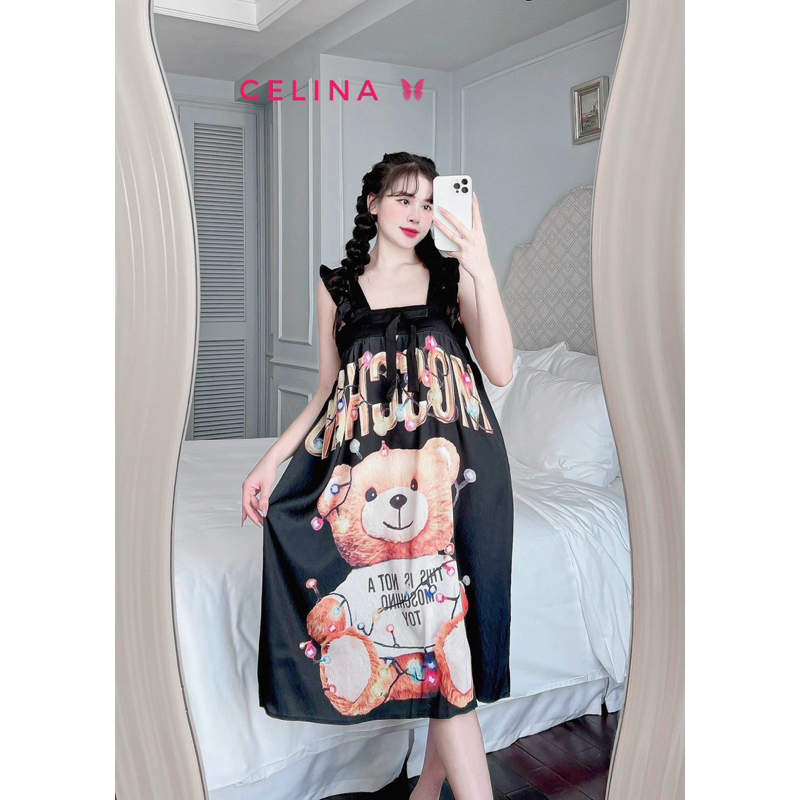 Đầm váy ngủ mặc nhà LỤA XƯỚC / LATIN 2 dây CÁNH TIÊN  dễ thương phom rộng