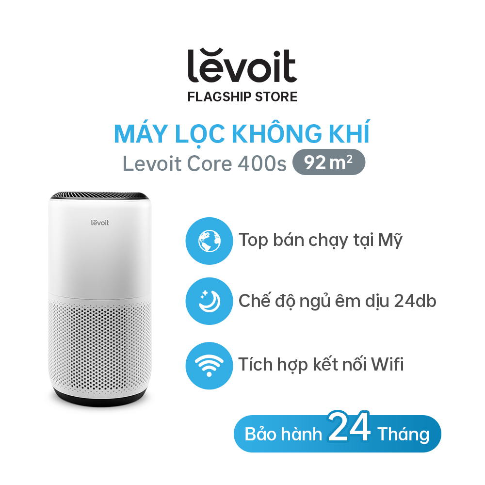 Máy Lọc Không Khí Levoit Core 400S 92m2 | Bộ Lọc HEPA 13 Lọc Bụi Mịn | Hàng Chính Hãng