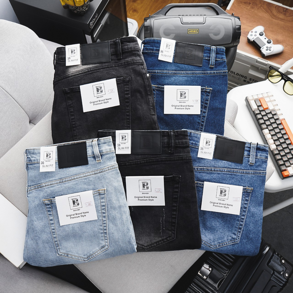 Quần jean dài thời trang bigsize nam màu đen bạc cỡ đại < 140kg