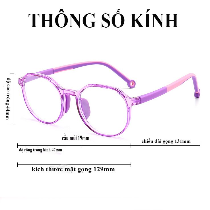 Kính trẻ em gọng mềm Jun Secret form kính lục giác chống chói, chống tia Uv dành cho bé từ 3 đến 9 tuổi 2231