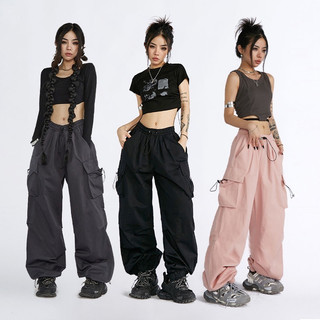 Quần dài kaki ống rộng túi hộp cạp cao nam nữ trendy