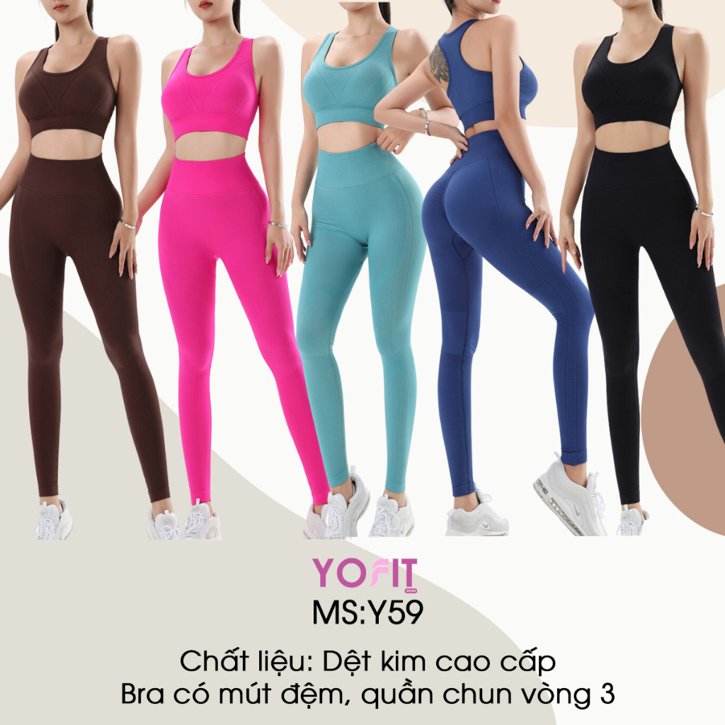 Set quần áo tập GYM YOGA Dệt Kim cao cấp hãng Naqi Quảng châu -Y59