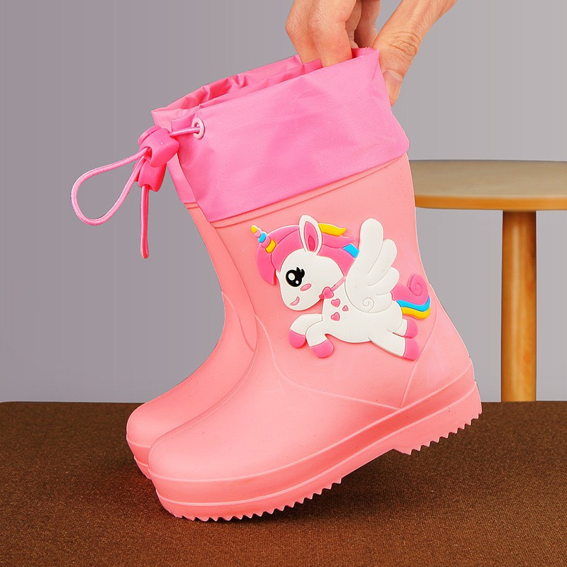 ⭐️ Ủng Đi Mưa, Dã Ngoại Trẻ Em Cao Cấp Chống Thấm Nước, Chống Trượt, Ủng Giày Bé Trai và Bé Gái Hình Pony, Khủng Long 3D