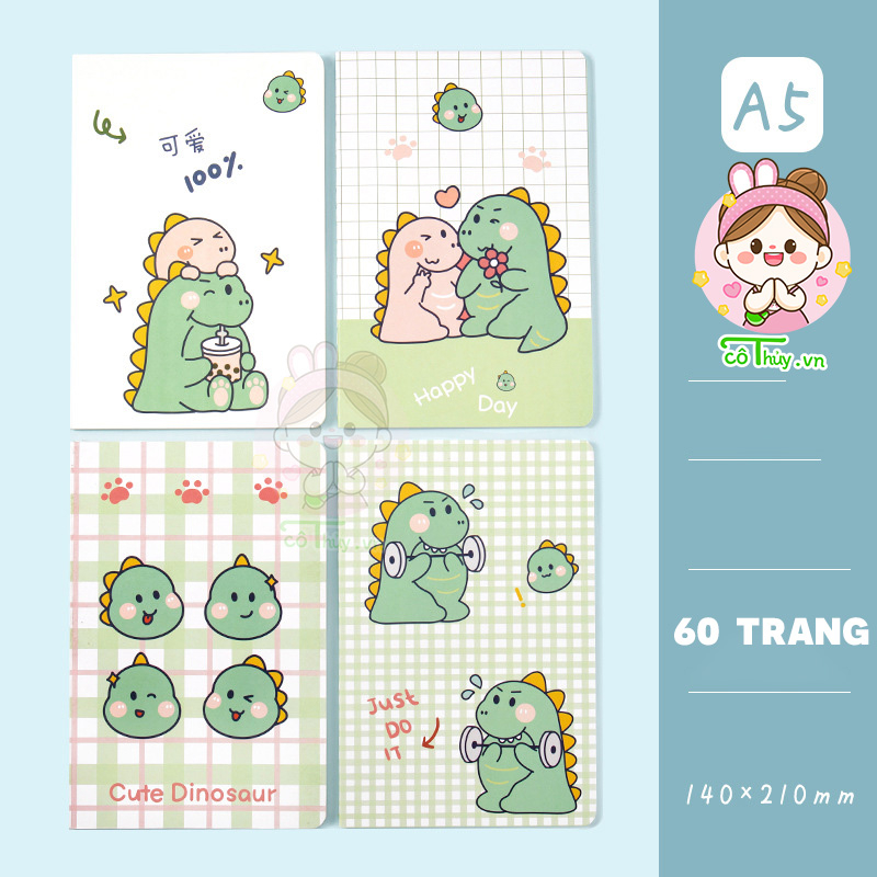 Vở kẻ ngang A5 dễ thương, 60 trang nhiều hình dễ thương , Tập kẻ ngang A5 dễ thương cothuy