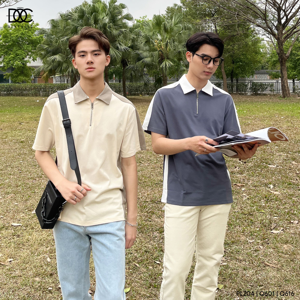 Áo polo nam phối màu cổ bẻ khoá zip cao cấp Độc menswaer cotton thoáng mát form thoải mái thanh lịch trẻ trung - PL204