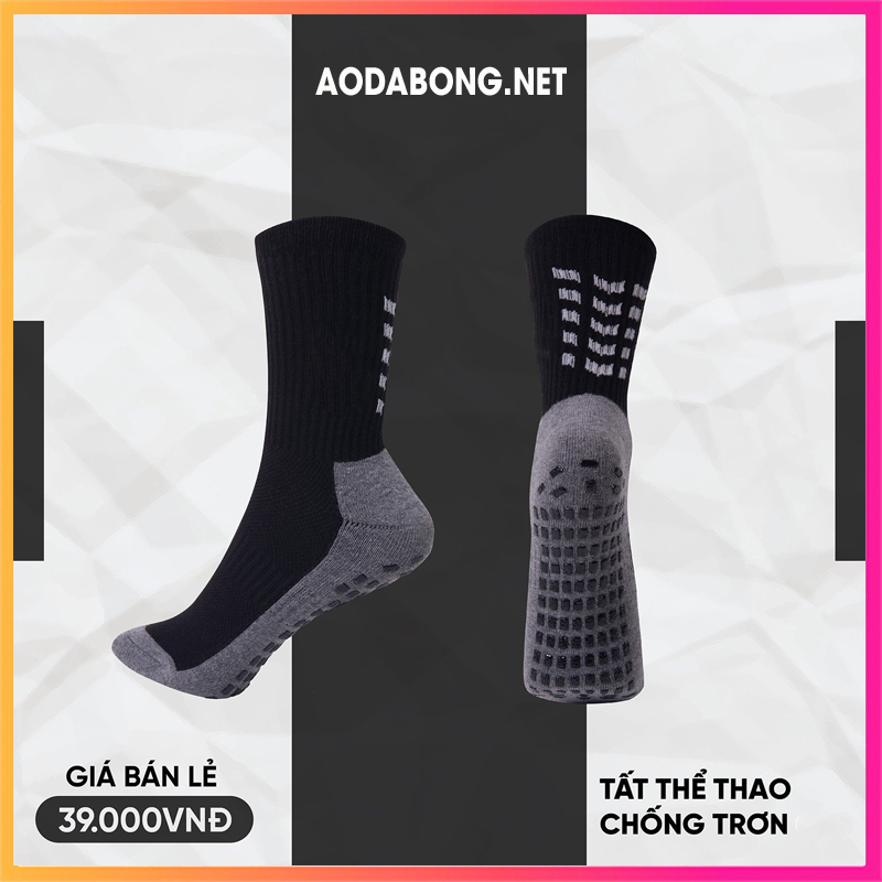 Tất chống trơn đá bóng màu trắng, Vớ đá banh chống trơn đế xám, ôm chân chuyên dùng cho thể thao. Có sỉ.