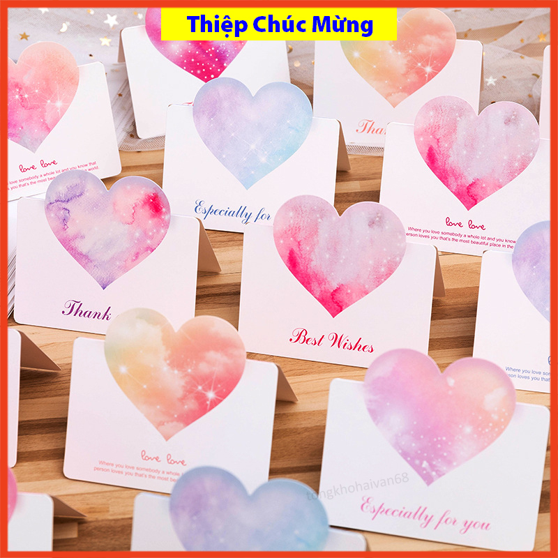 Thiệp quà tặng chúc mừng sinh nhật, thiệp cảm ơn, tình yêu hình trái tim ,hình hoa nhiều màu sắc dễ lựa chọn