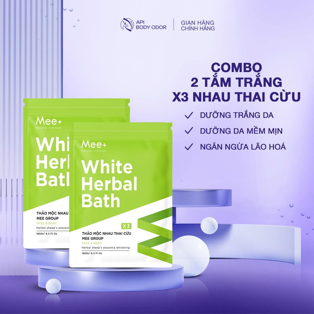 COMBO 2 Tắm Trắng Thảo Mộc Nhau Thai Cừu MEE NATURAL