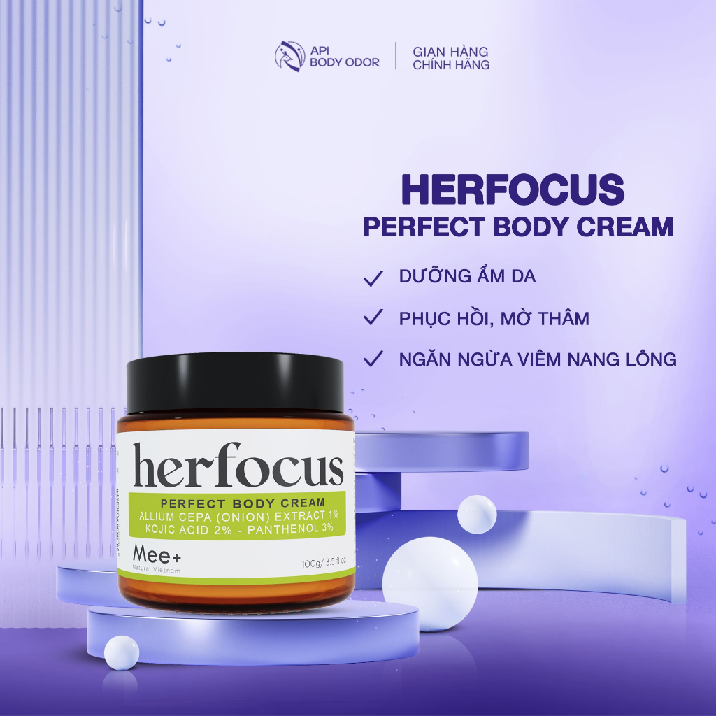 Kem dưỡng ẩm viêm nang lông HERFOCUS 100ml, giảm thâm, làm trắng da body, giúp da mềm mịn màng MEE NATURAL