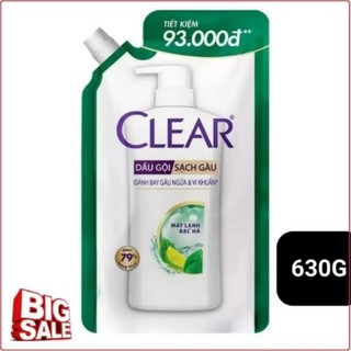 Dầu gội đầu Clear bạc hà túi 630g