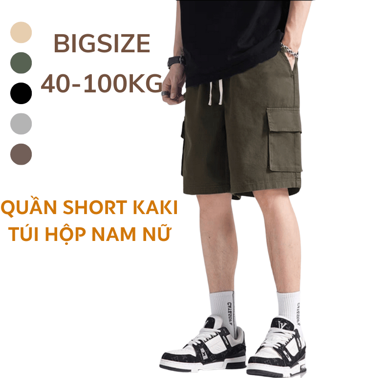 40-100KG Quần Short Kaki Nam Nữ TÚI HỘP thời trang BIGSIZE unisex 5 màu