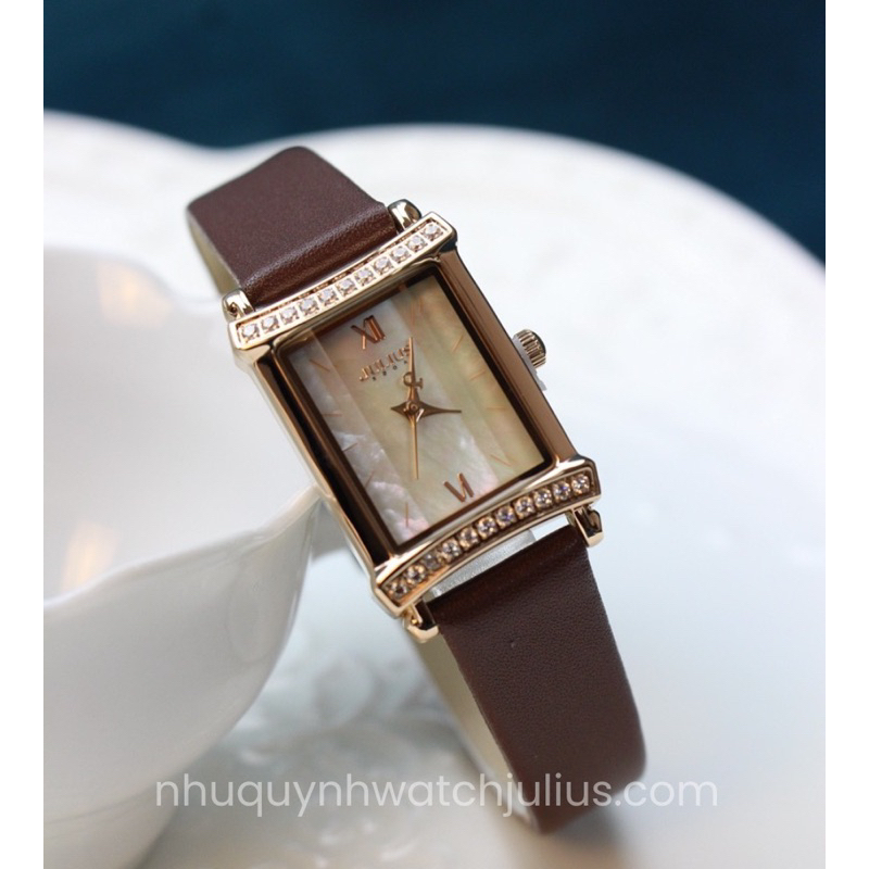 Đồng hồ nữ Julius Hàn Quốc Ja-1366D dây da (Nâu)