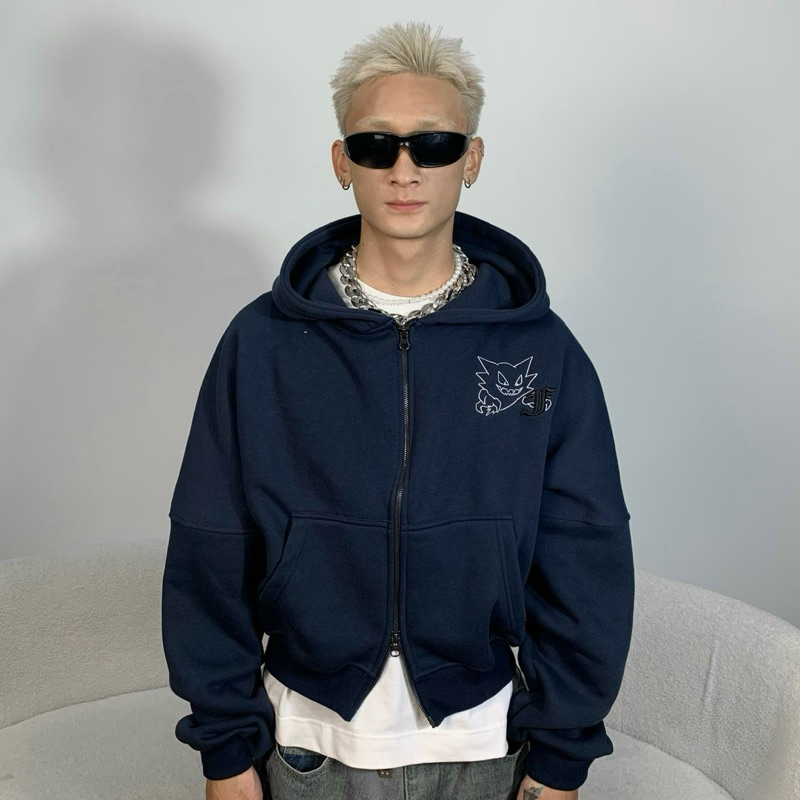 Áo Khoác Hoodie Zip FABULOUS Vải Nỉ Bông Cotton Form Boxy