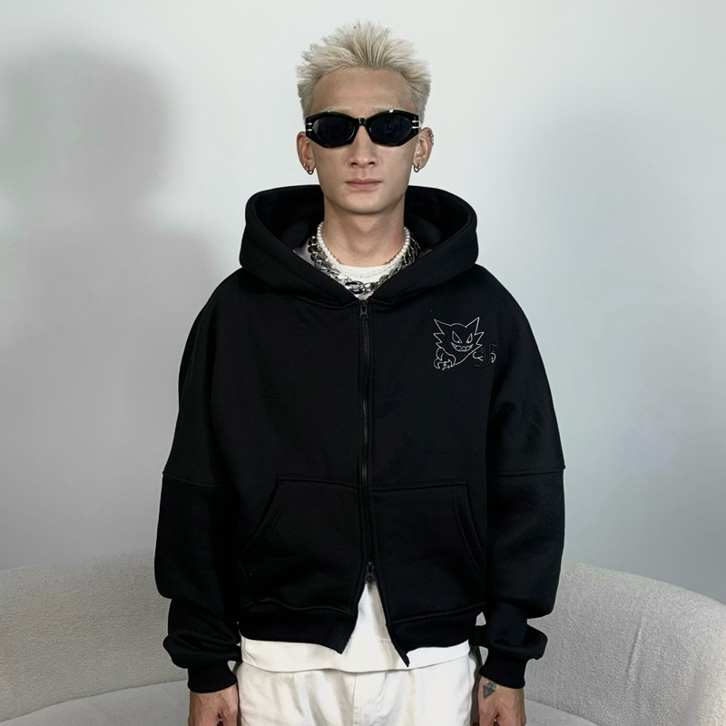 Áo Khoác Hoodie Zip FABULOUS Vải Nỉ Bông Cotton Form Boxy