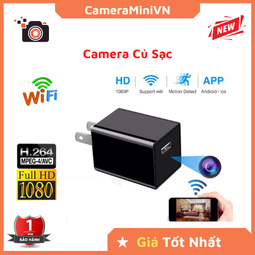 Camera Wifi Củ Sạc Điện Thoại Ip, Quay 24/24 Chất lượng Video Sắc Nét. BH 12 Thang