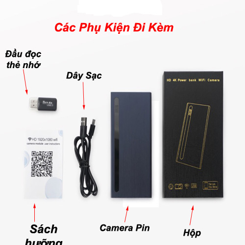 Camera Wifi Sạc Dự Phòng H12, Có Hồng Ngoại Quay Đêm, Góc Rộng Siêu Nét, Pin 10H. Bh 12 Thang