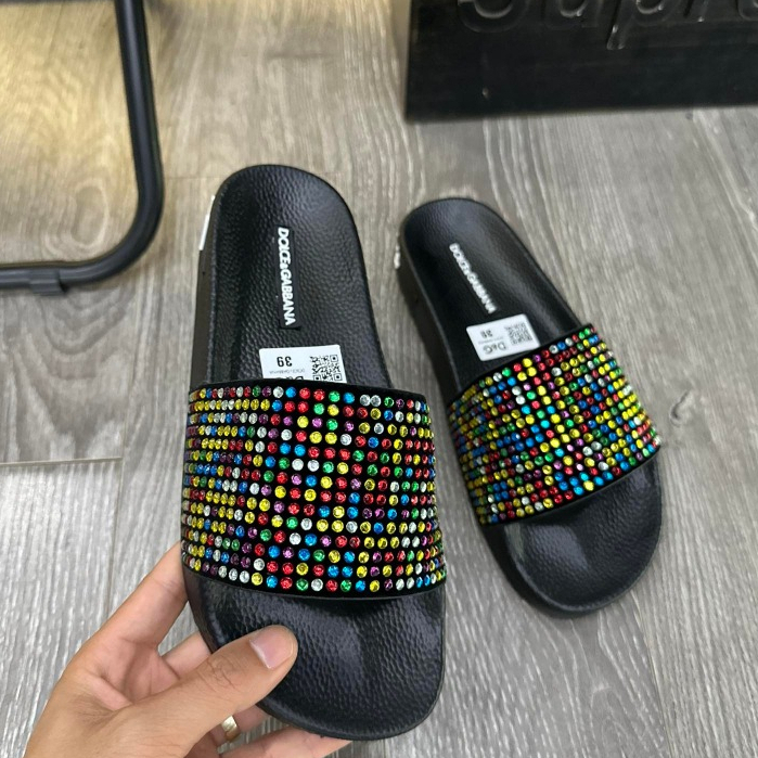 Dép quai ngang DG đính Full đá quai ngang, Dép nam thời trang phong cách giới trẻ Hot Nhất 2023