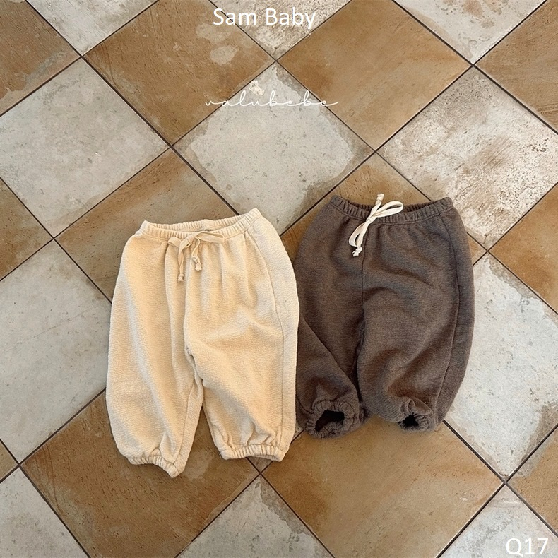 Quần nỉ gấu bo chun giả dây cạp cho bé-Sam Baby-Q17