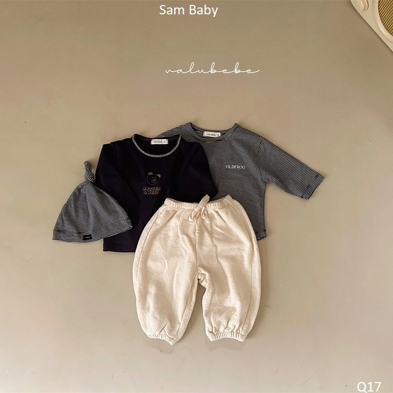 Quần nỉ gấu bo chun giả dây cạp cho bé-Sam Baby-Q17
