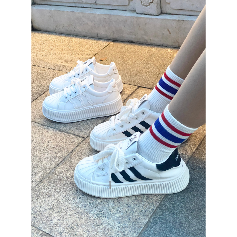 Giày sneaker thể thao 2023 nữ học sinh giá rẻ màu trắng xinh xắn độn đế nữ hottrend mùa đông