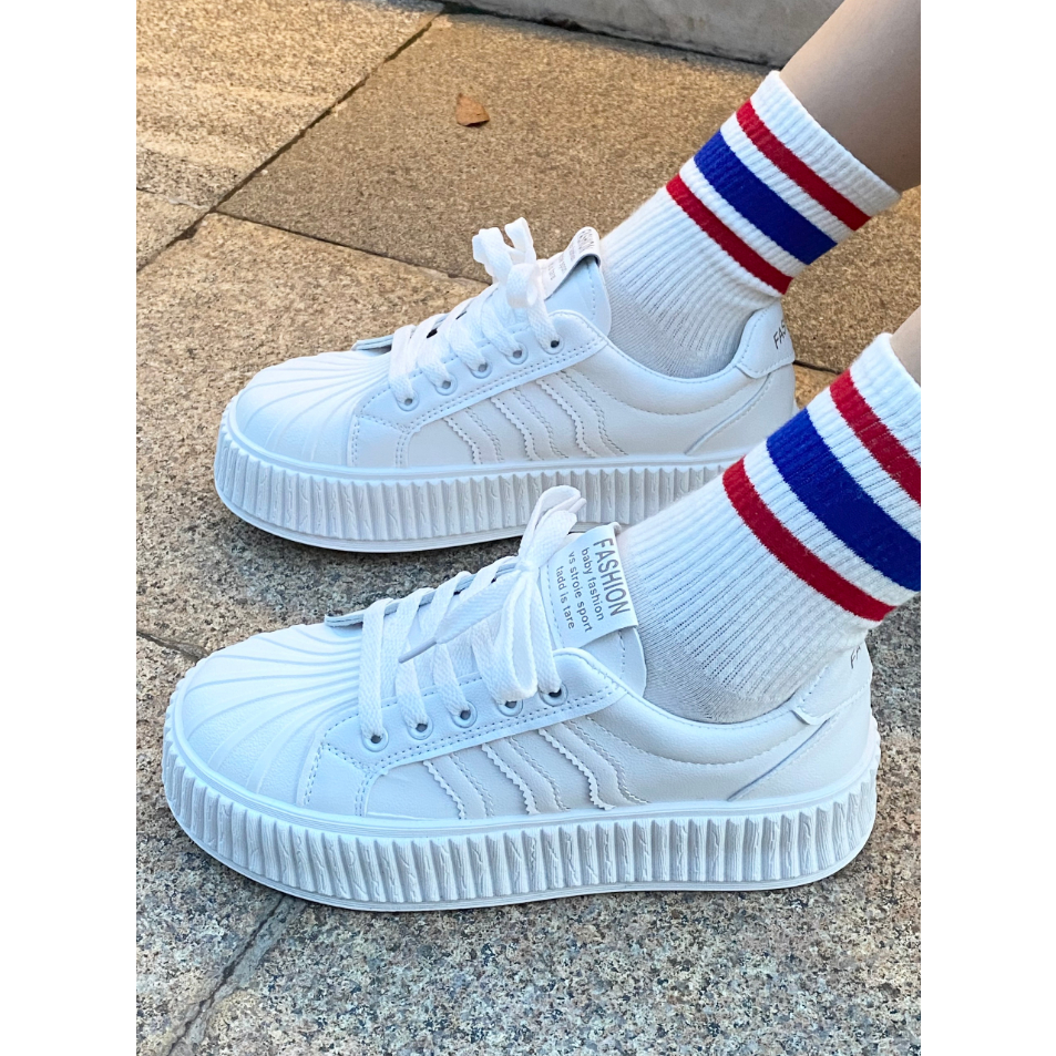 Giày sneaker thể thao 2023 nữ học sinh giá rẻ màu trắng xinh xắn độn đế nữ hottrend mùa đông